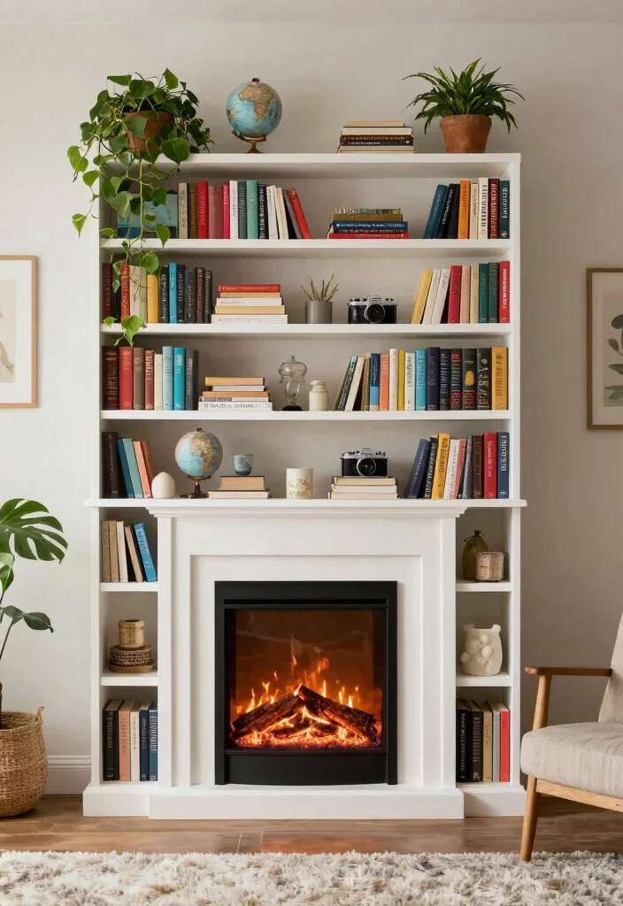12 Fireplace Ideas for Non Working Fireplaces That Still Look Great 3. Bookshelf Style Hearth 0