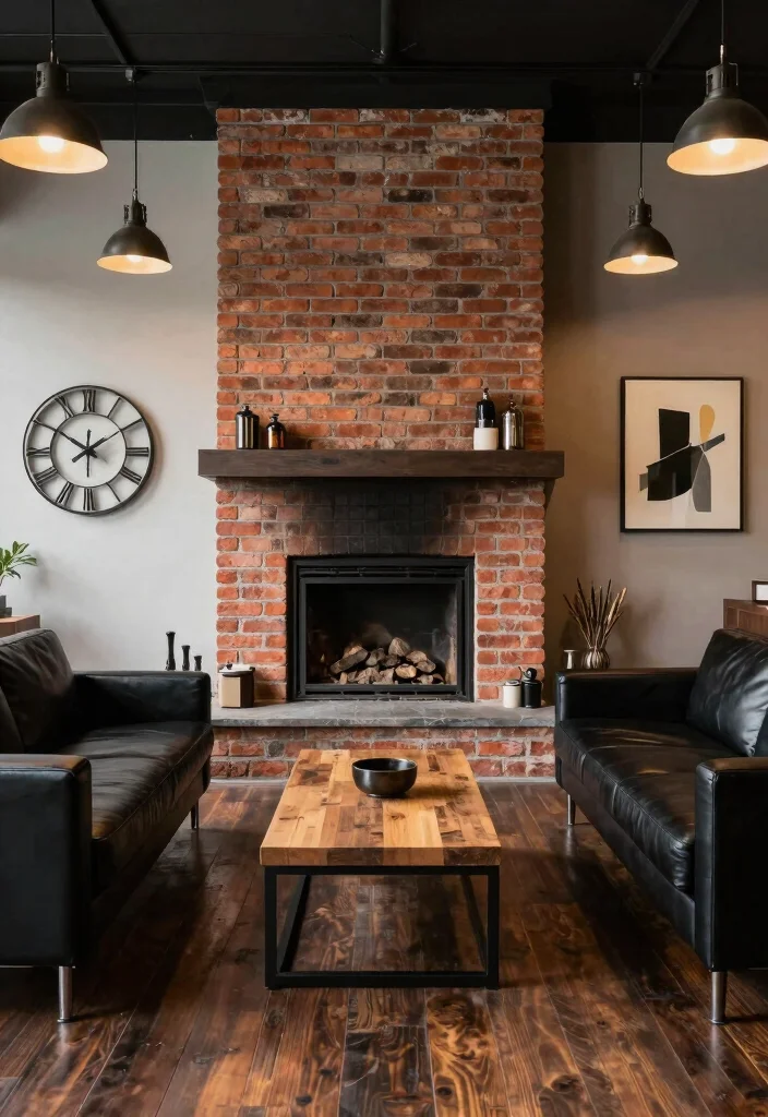 12 Fireplace Room Ideas for Comfortable Layout Planning 3. Urban Oasis Industrial Touches 0