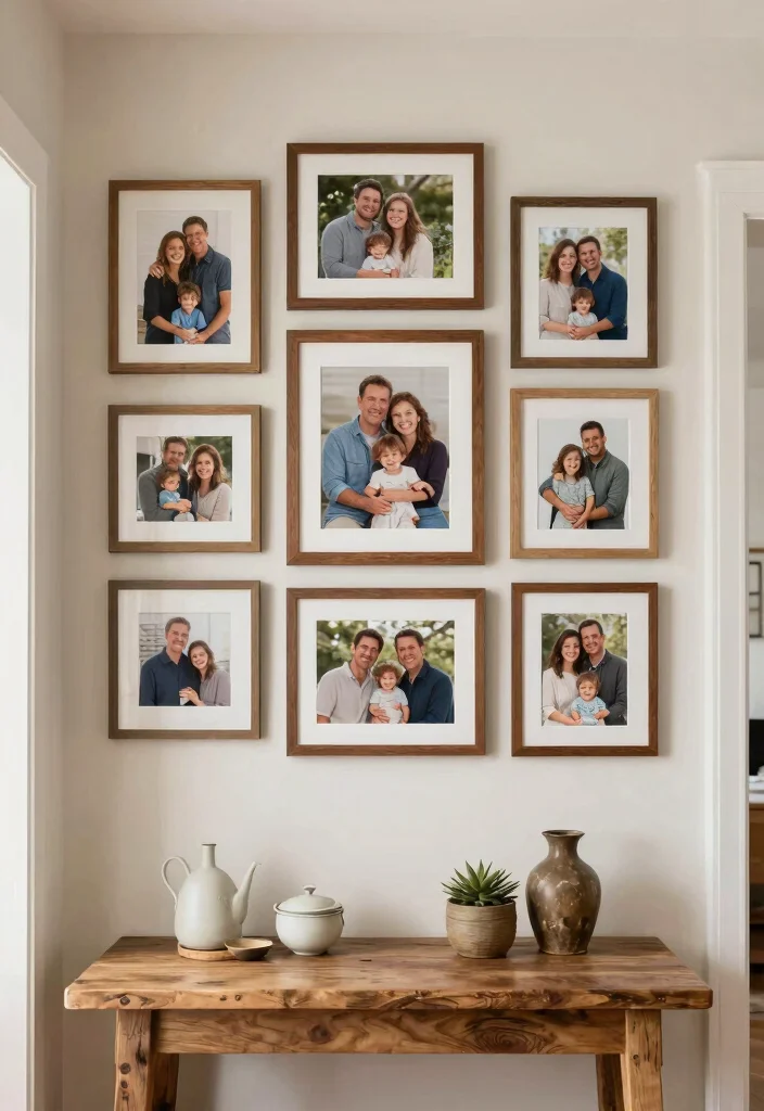 12 French Country Entryway Ideas with Soft Rustic Charm 11. Personal Touches and Family Photos 0