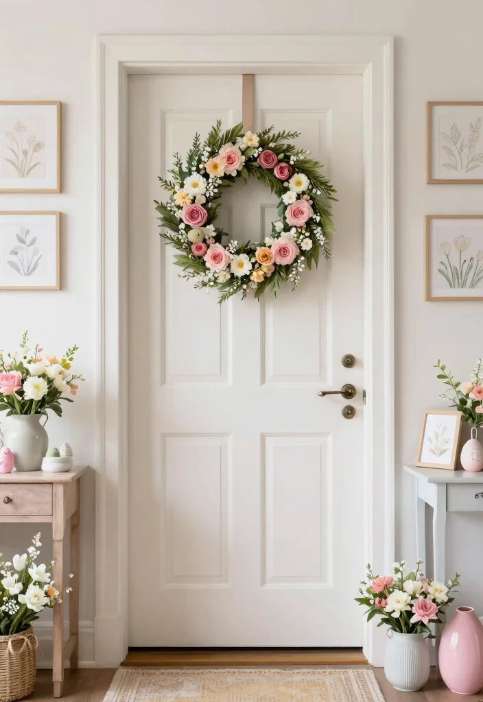 12 French Country Entryway Ideas with Soft Rustic Charm 12. Seasonal Decor for Variety 0