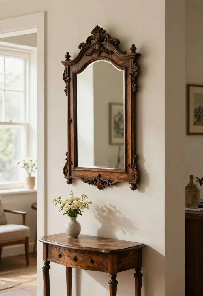 12 French Country Entryway Ideas with Soft Rustic Charm 5. Antiques as Statement Pieces 0