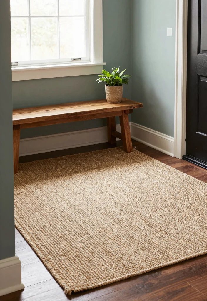 12 French Country Entryway Ideas with Soft Rustic Charm 7. Textured Rugs Underfoot 0
