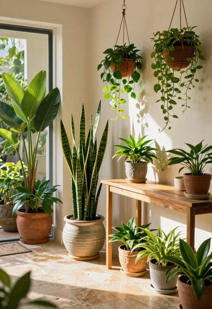 12 Front Door Entryway Interior Ideas with Finished Style 2. Greenery and Plants 0