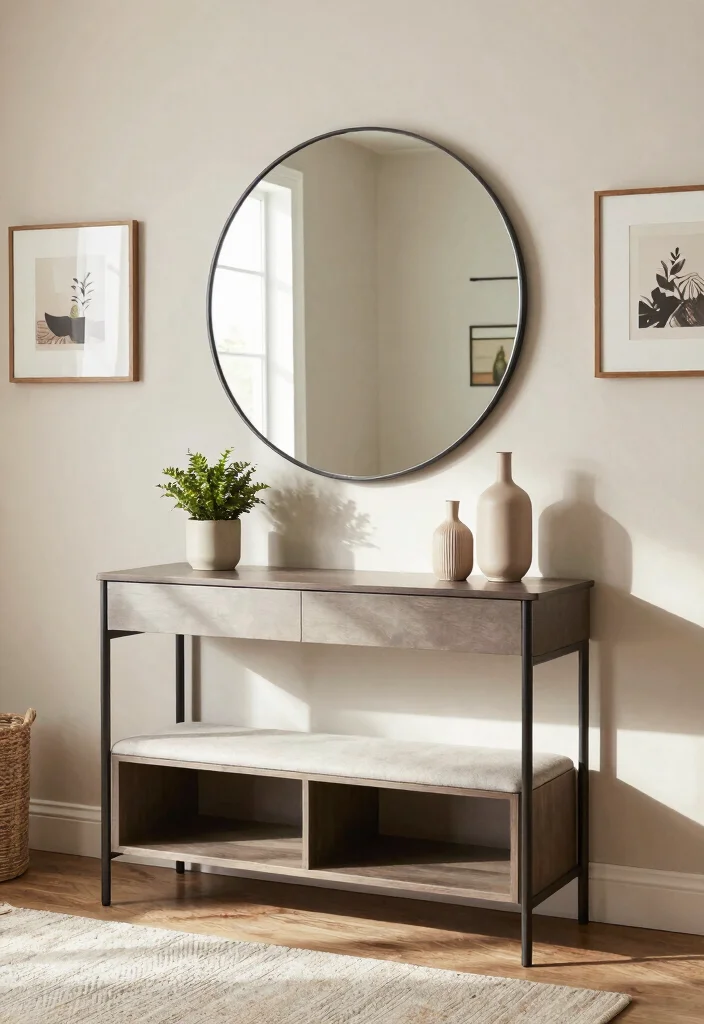 12 Front Room Ideas Entryway for Open Layout Homes 1. Go for a Statement Mirror 0