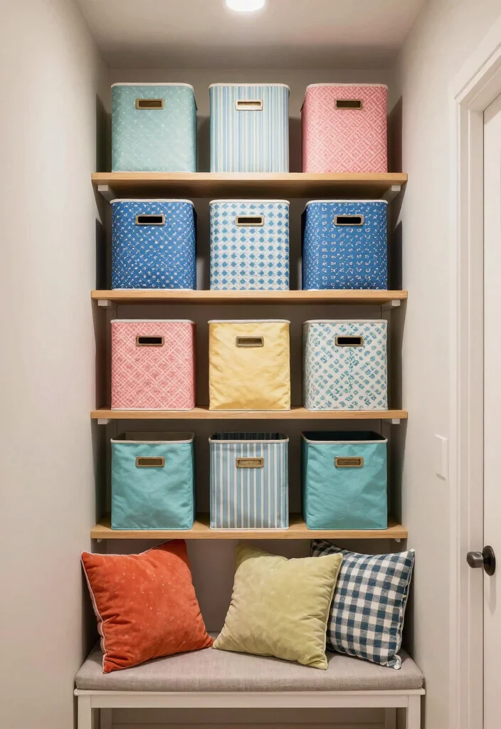 12 Front Room Ideas Entryway for Open Layout Homes 10. Decorative Storage Bins 0