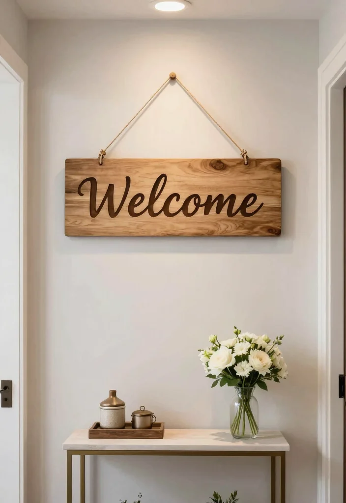 12 Front Room Ideas Entryway for Open Layout Homes 11. Personalized Welcome Signs 0