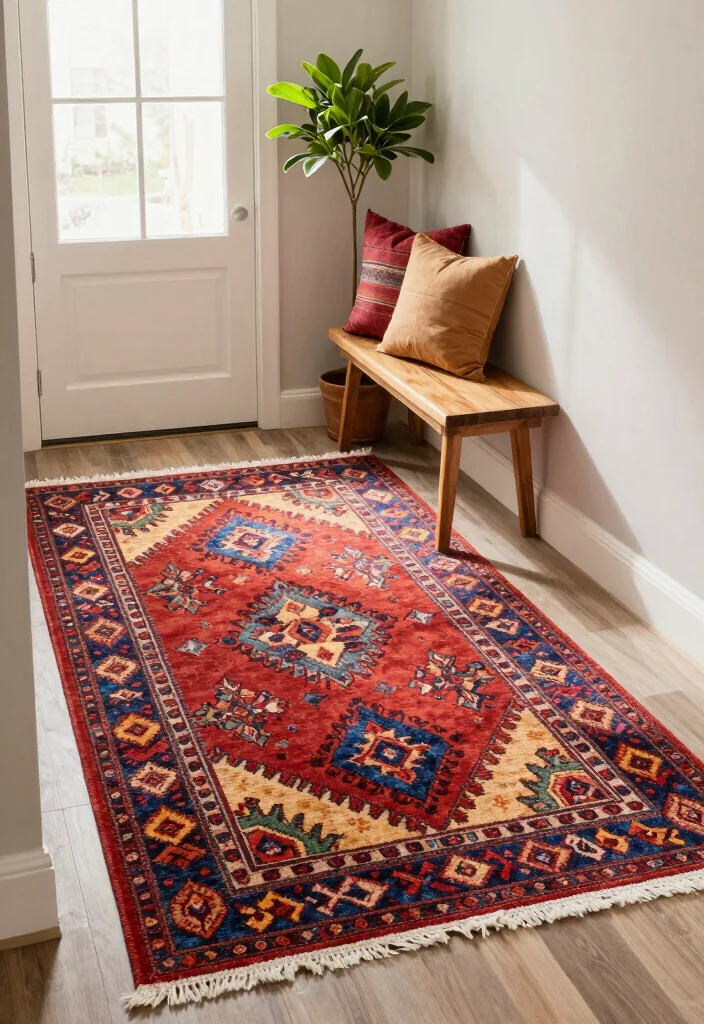 12 Front Room Ideas Entryway for Open Layout Homes 4. Use a Rug to Define the Space 0