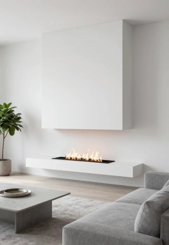 12 Gas Fireplace Wall Ideas for Modern Living Rooms 25 12 Gas Fireplace Wall Ideas for Modern Living Rooms 5. Minimalistic Floating Fireplace 0