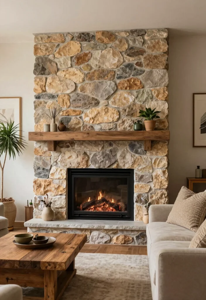 12 Gas Fireplace Wall Ideas for Modern Living Rooms 26 12 Gas Fireplace Wall Ideas for Modern Living Rooms 6. Eco Friendly Stone Walls 0