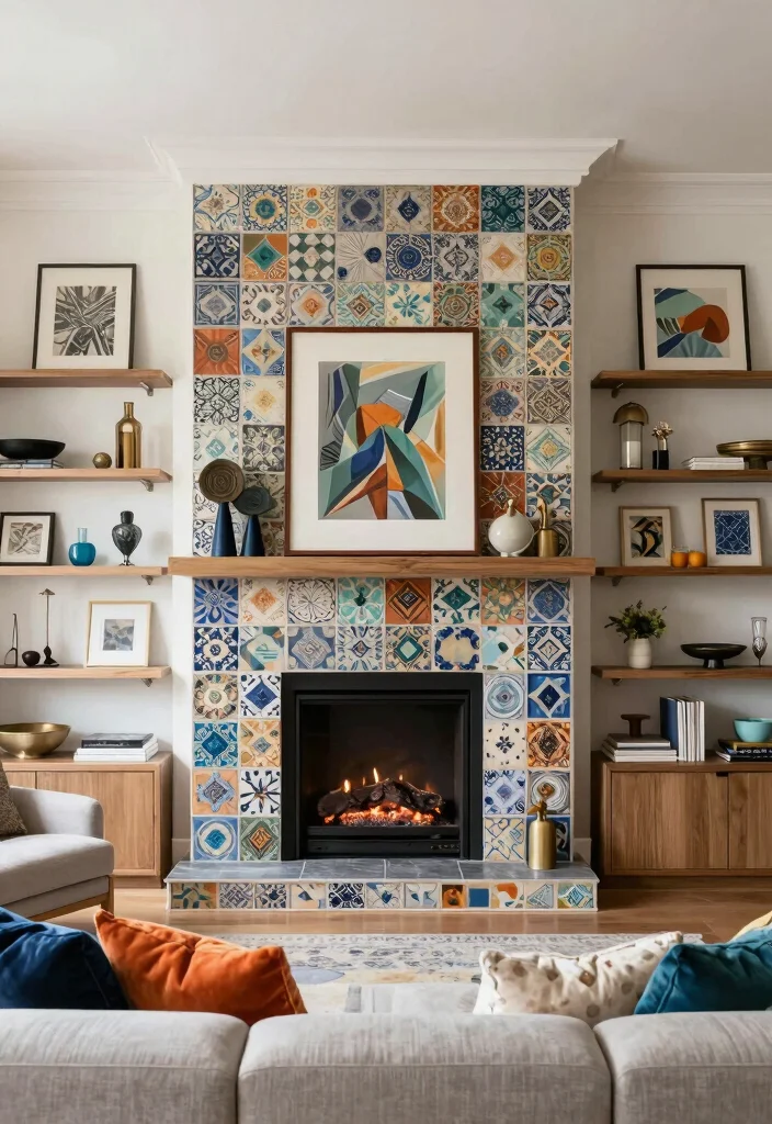 12 Gas Fireplace Wall Ideas for Modern Living Rooms 37 12 Gas Fireplace Wall Ideas for Modern Living Rooms 7. Artistic Fireplaces with Custom Features 0