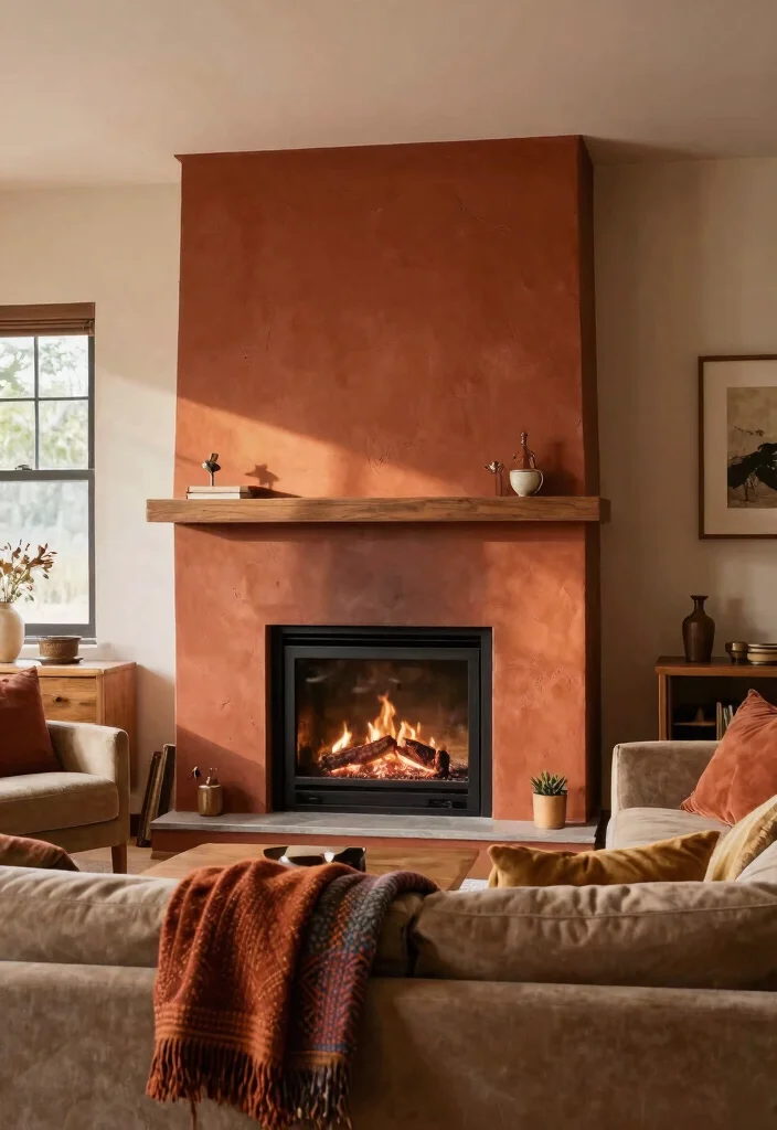 12 Gas Fireplace Wall Ideas for Modern Living Rooms 48 12 Gas Fireplace Wall Ideas for Modern Living Rooms 8. Warm Color Palettes 0