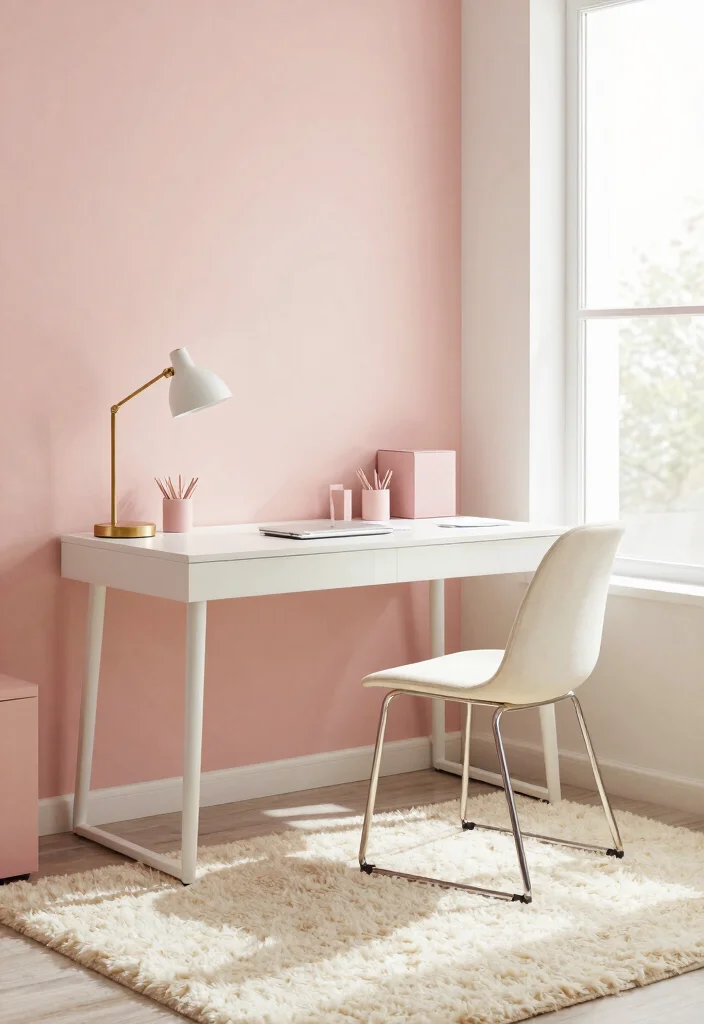 12 Glam Office Ideas with Polished Feminine Style 1. Soft Color Palette 0
