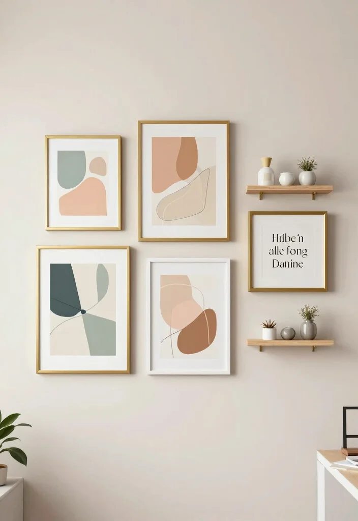 12 Glam Office Ideas with Polished Feminine Style 3. Elegant Wall Art 0