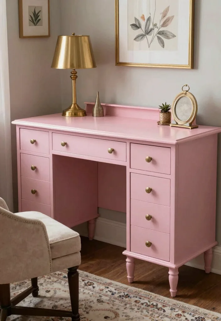 12 Home Office Corner Desk Ideas for Small Rooms 3. Vintage Chic with a Repurposed Desk 0