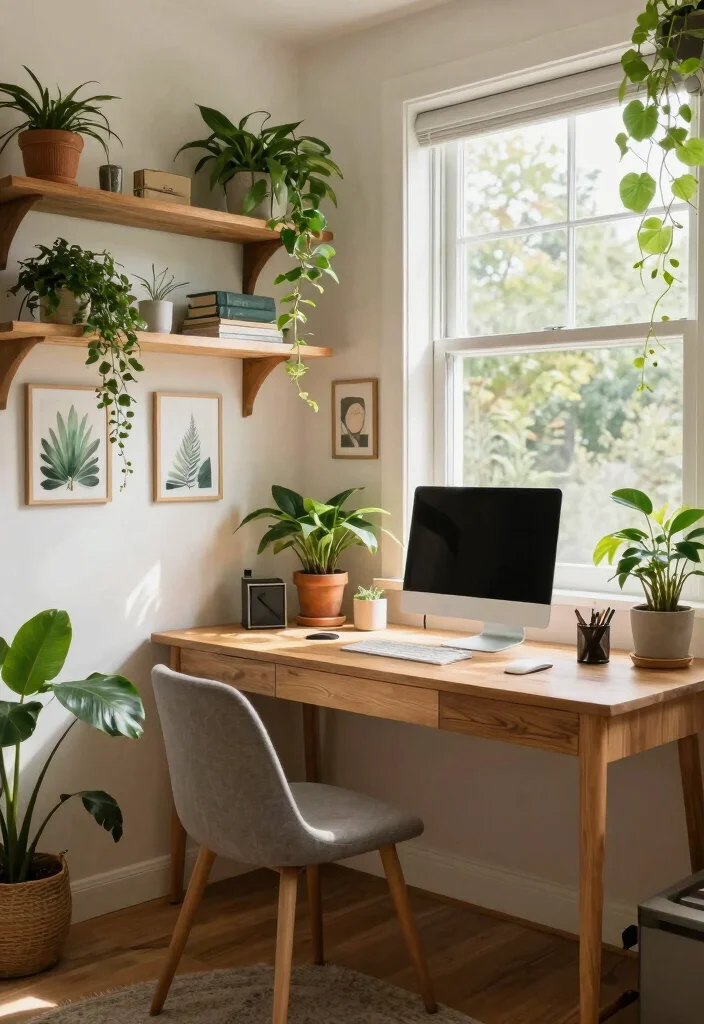 12 Home Office Setup Ideas for Better Daily Workflow 28 12 Home Office Setup Ideas for Better Daily Workflow 8. Nature Inspired Elements 0