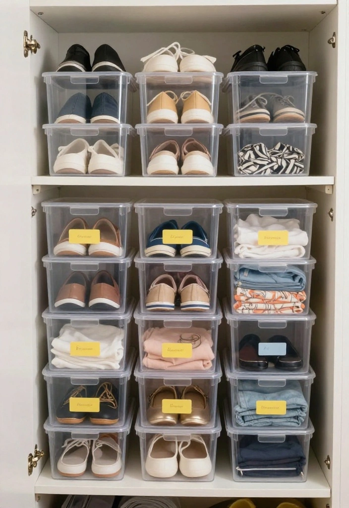 12 Homemade Closet Ideas for Budget Friendly Organization 4 12 Homemade Closet Ideas for Budget Friendly Organization 4. Clear Storage Bins 0