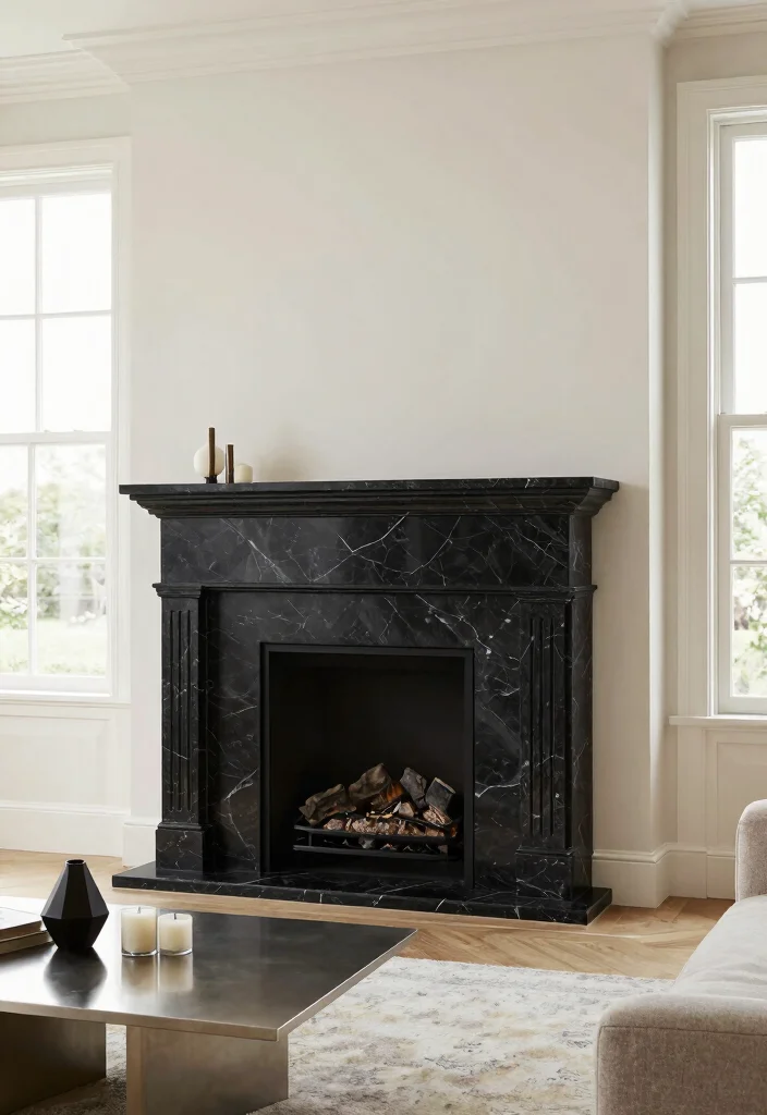 12 Marble Fireplace Ideas for a Clean Luxe Focal Point 1 12 Marble Fireplace Ideas for a Clean Luxe Focal Point 1. Bold Black Marble Statement 0