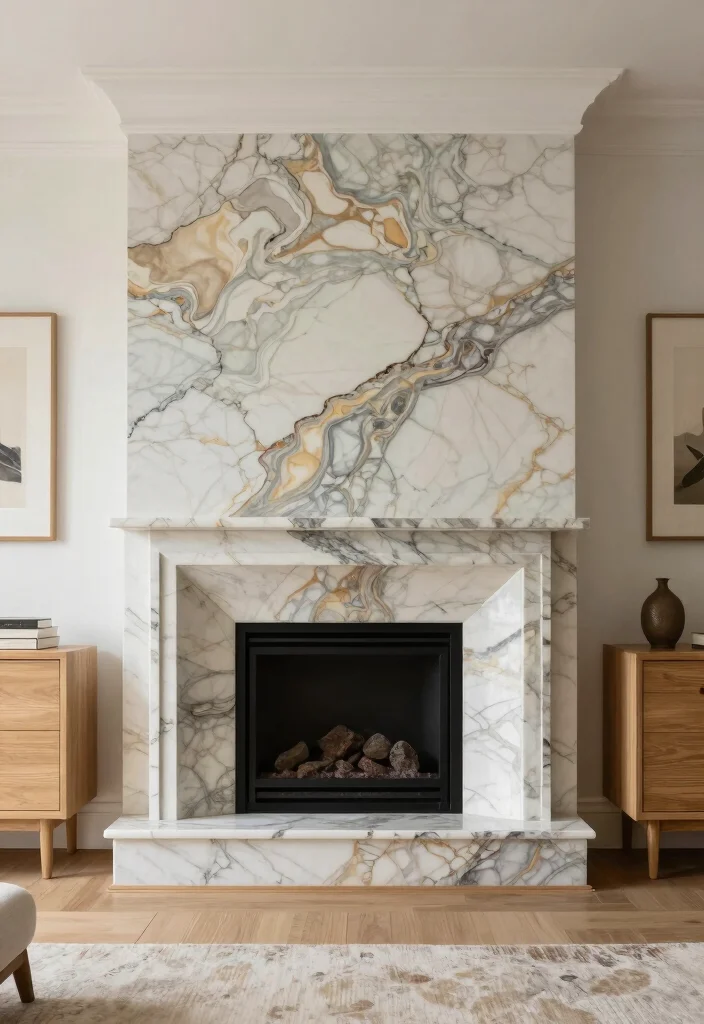12 Marble Fireplace Ideas for a Clean Luxe Focal Point 51 12 Marble Fireplace Ideas for a Clean Luxe Focal Point 11. Artistic Marble Installations 0