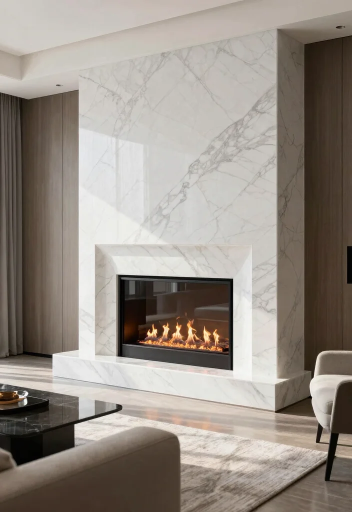12 Marble Fireplace Ideas for a Clean Luxe Focal Point 16 12 Marble Fireplace Ideas for a Clean Luxe Focal Point 6. Marble and Glass Combo 0