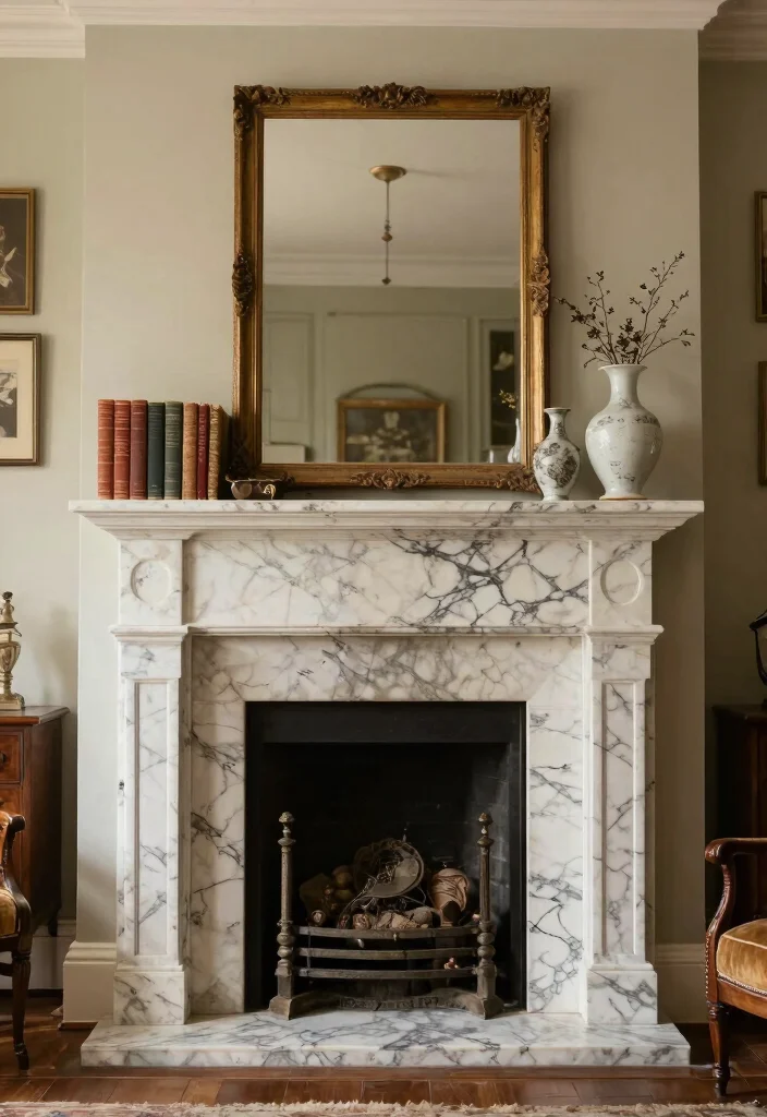 12 Marble Fireplace Ideas for a Clean Luxe Focal Point 27 12 Marble Fireplace Ideas for a Clean Luxe Focal Point 7. Vintage Marble Charm 0