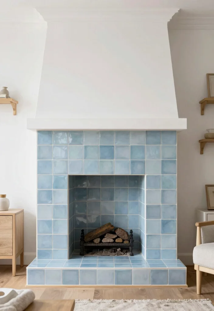 12 Modern Fireplace Tile Ideas with Sleek Visual Impact 9. Soft Colored Tiles 0
