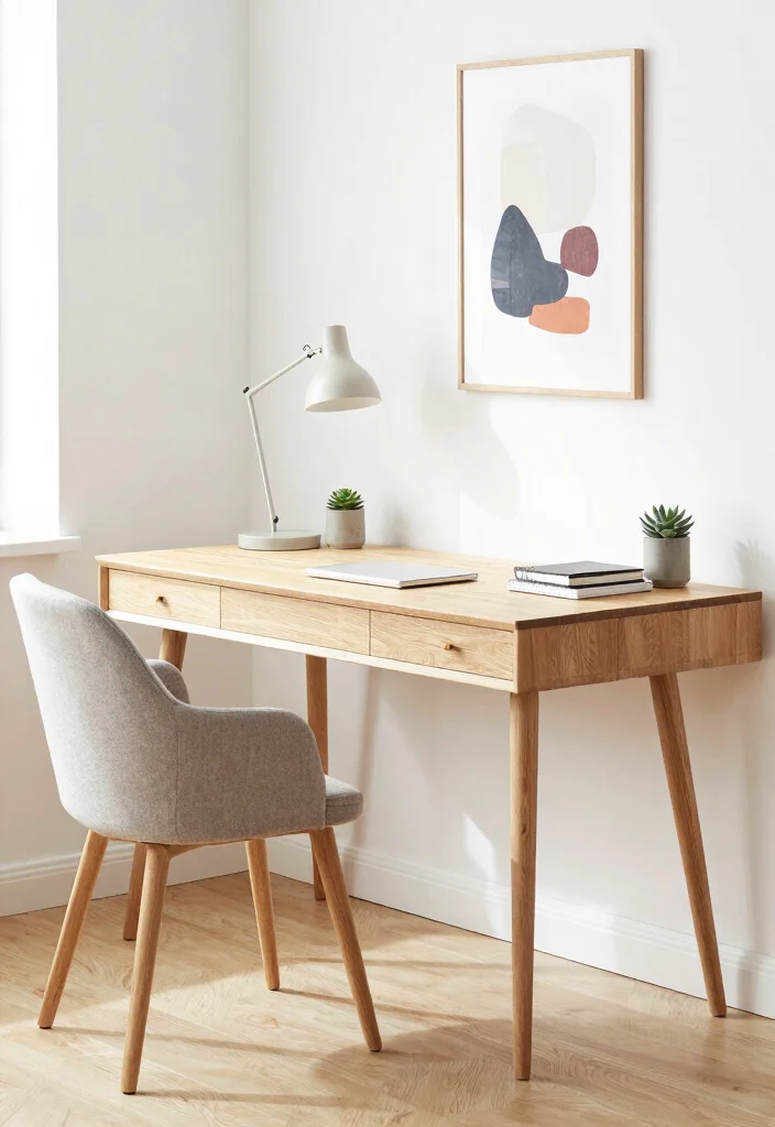 12 Modern Office Table Ideas with Clean Lines 1 12 Modern Office Table Ideas with Clean Lines 1. Scandinavian Simplicity 0
