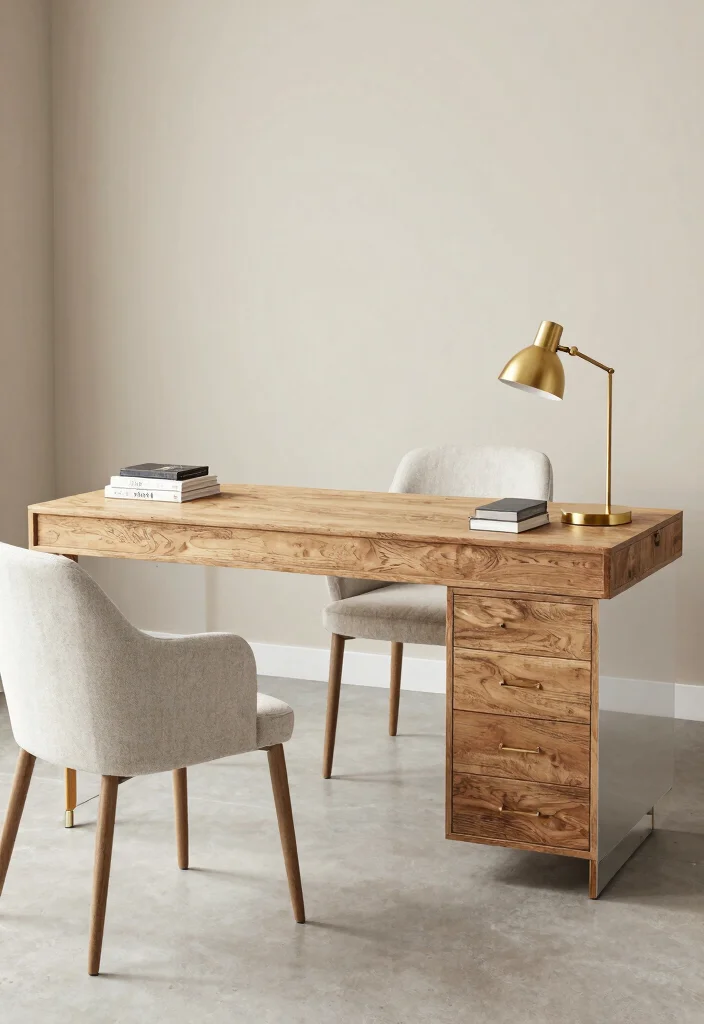 12 Modern Office Table Ideas with Clean Lines 37 12 Modern Office Table Ideas with Clean Lines 7. Vintage Modern Fusion 0