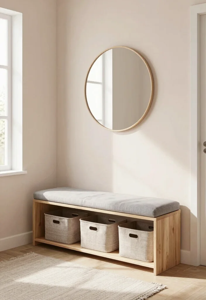 12 Narrow Entryway Ideas for Better Flow 1. Multi Functional Storage Benches 0