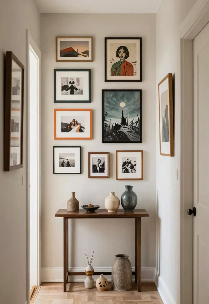 12 Narrow Entryway Ideas for Better Flow 10. Personalized Art and Decor 0