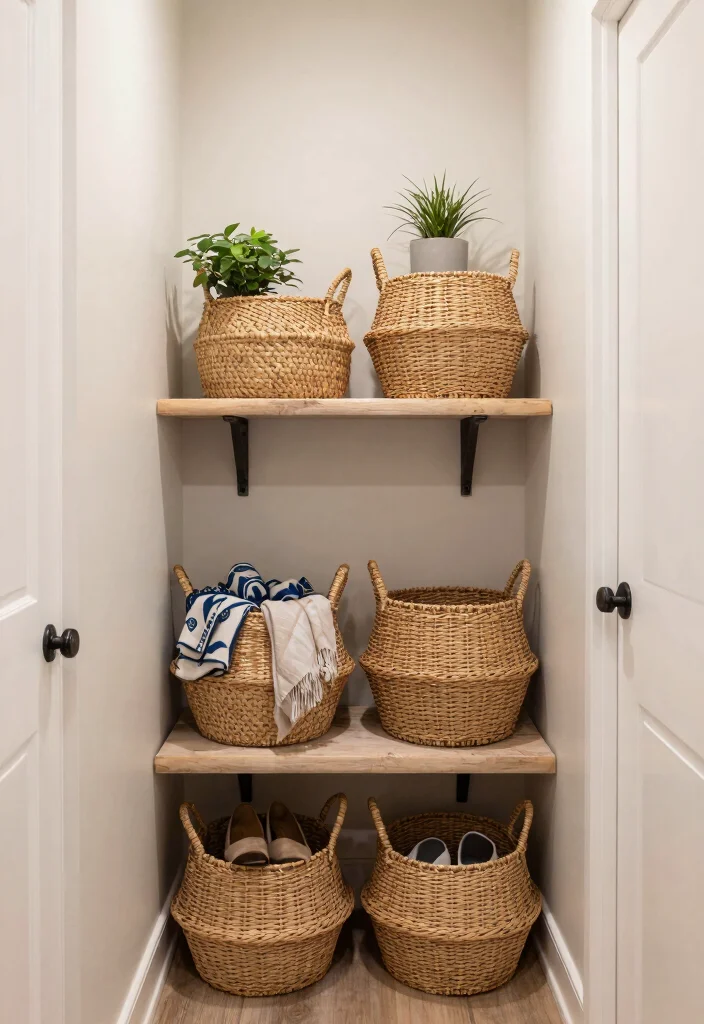 12 Narrow Entryway Ideas for Better Flow 9. Stylish Baskets for Storage 0