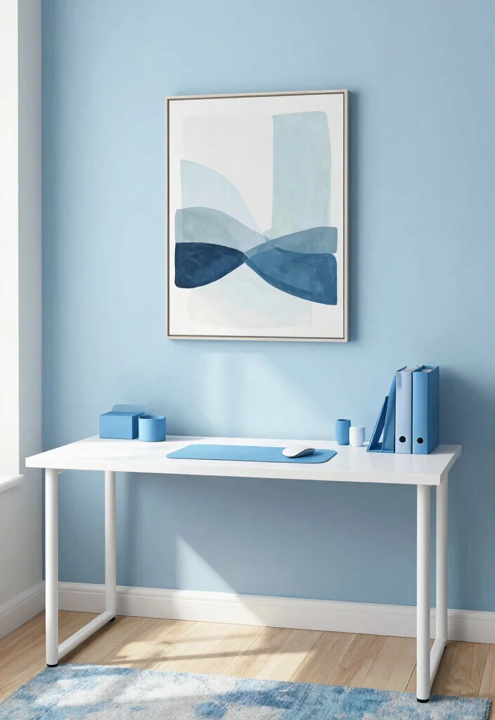 12 Office Desk Decor Ideas That Feel Calm and Focused 1. Embrace Soothing Color Palettes 0