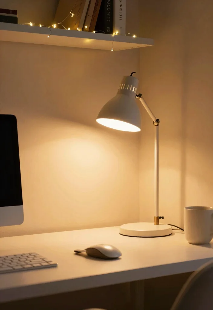 12 Office Desk Decor Ideas That Feel Calm and Focused 7. Soft Lighting Options 0