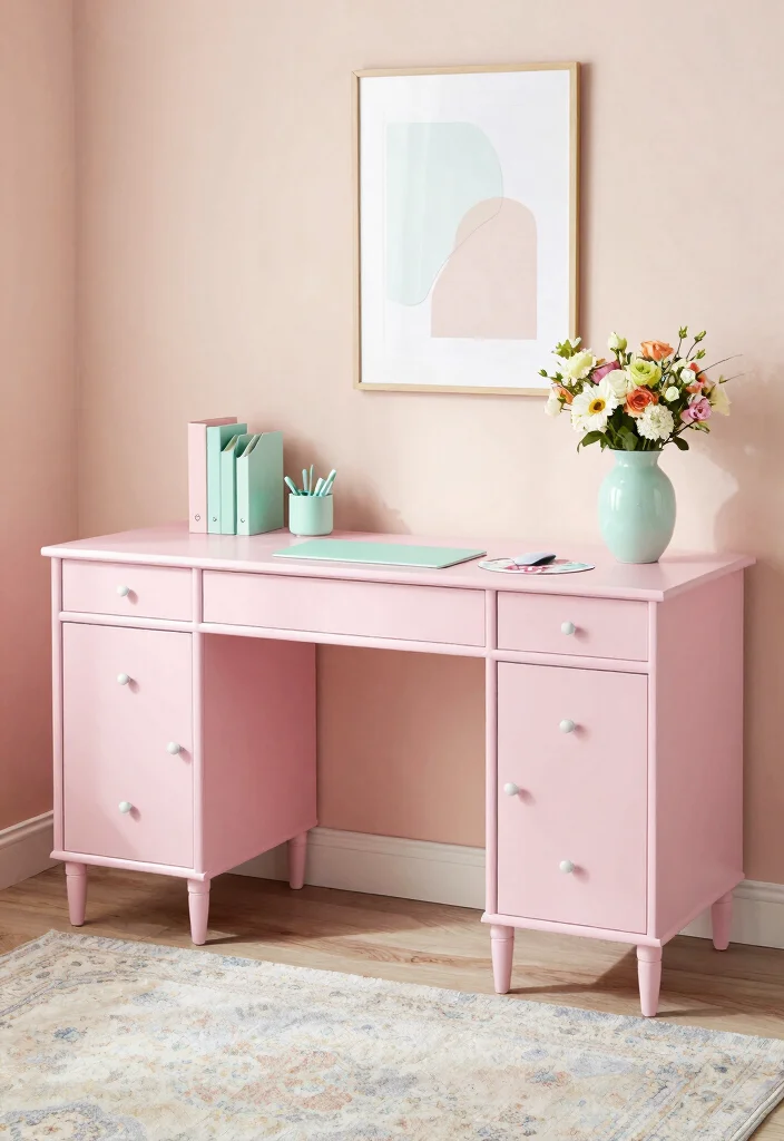 12 Office Ideas for Women That Feel Personal and Practical 2. Feminine Color Palette 0