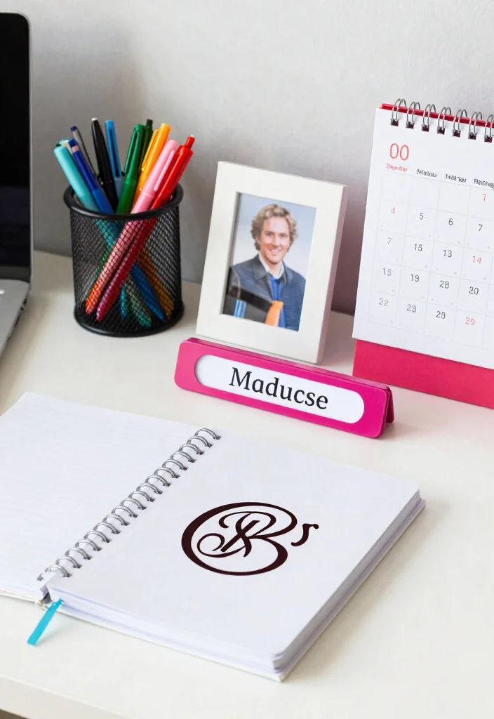 12 Office Ideas for Women That Feel Personal and Practical 3. Personalized Desk Accessories 0