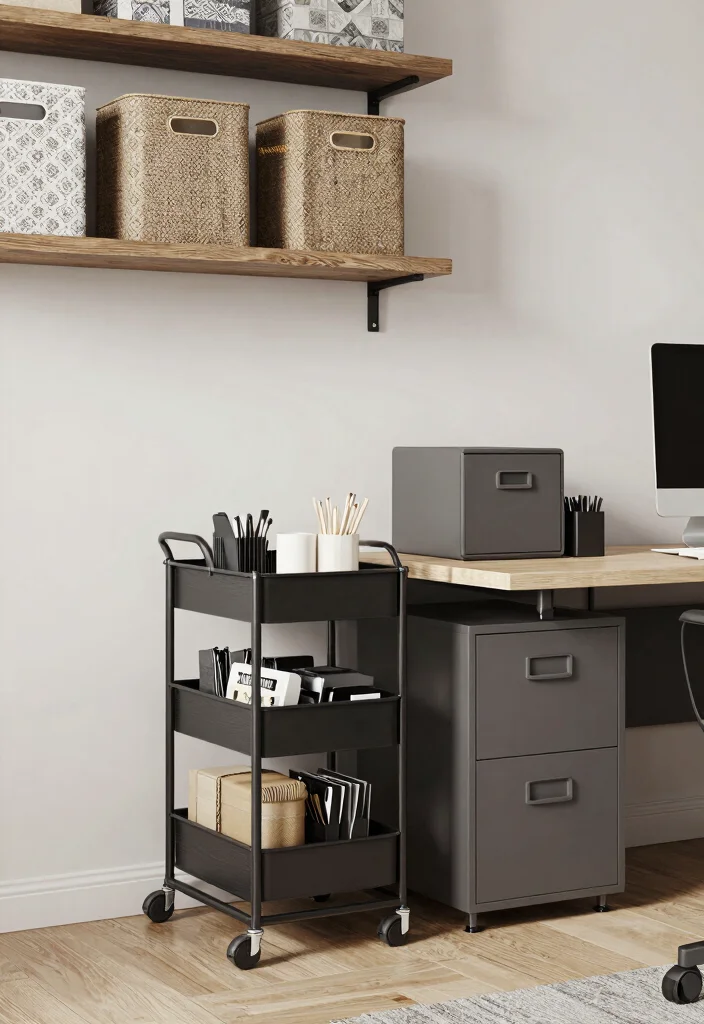 12 Office Ideas for Women That Feel Personal and Practical 7. Functional Storage Solutions 0
