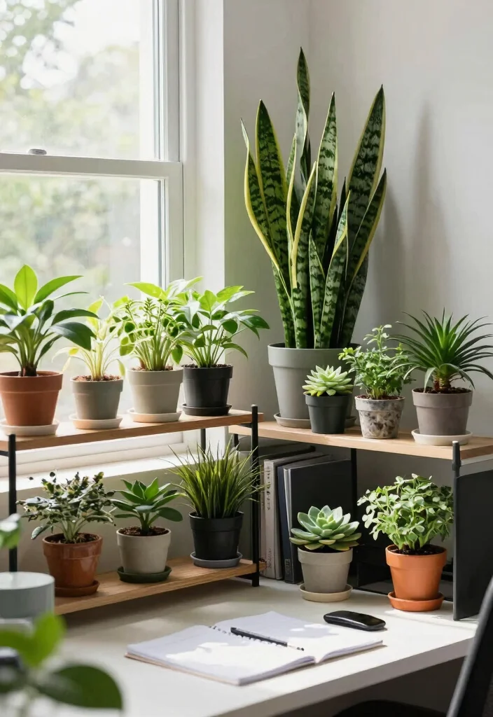 12 Office Small Space Ideas That Actually Work 37 12 Office Small Space Ideas That Actually Work 7. Go Green with Plants 0