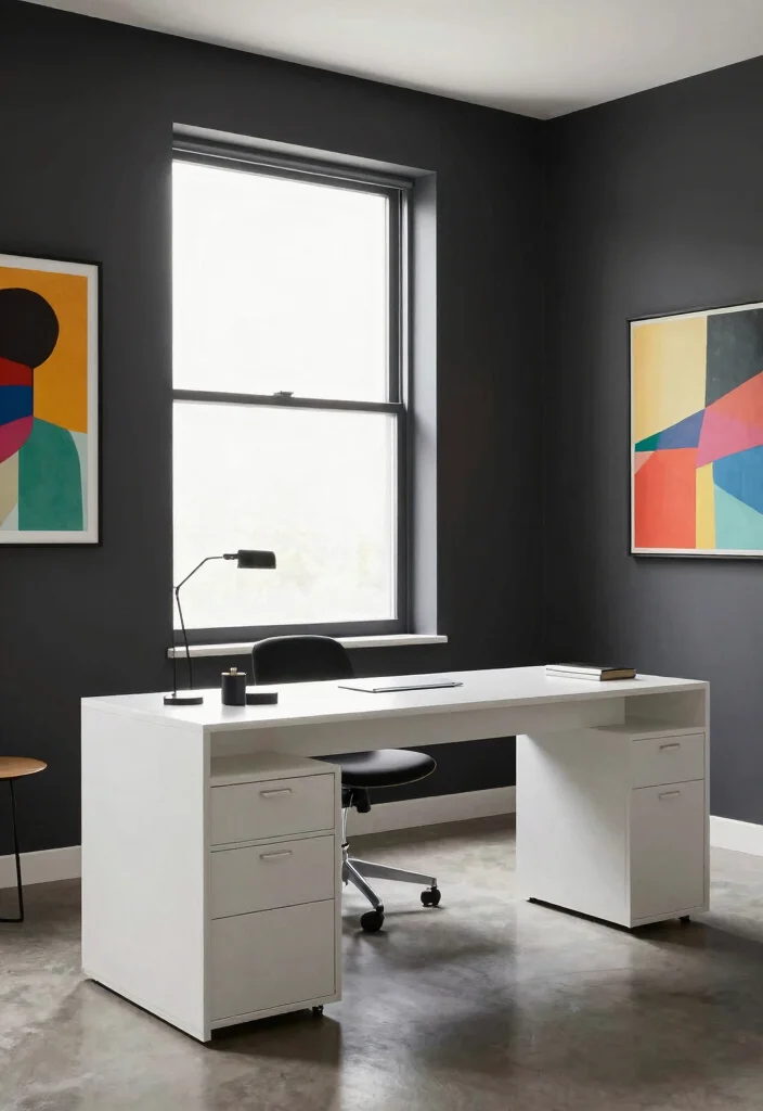 12 Office Wall Color Ideas That Support Productivity 62 12 Office Wall Color Ideas That Support Productivity 12. Bold Charcoal 0