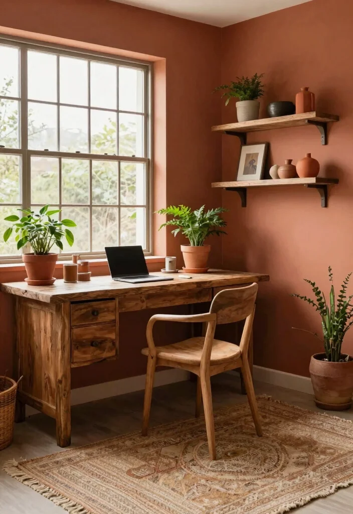 12 Office Wall Color Ideas That Support Productivity 16 12 Office Wall Color Ideas That Support Productivity 6. Earthy Terracotta 0
