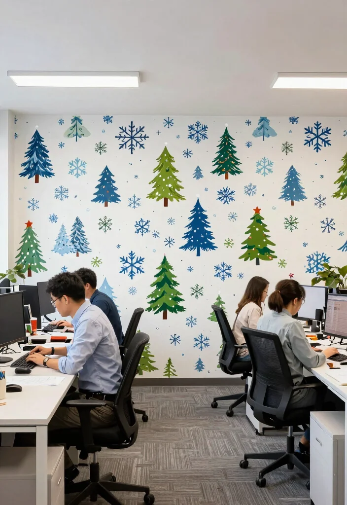 12 Office Xmas Decorating Ideas for Seasonal Cheer 50 12 Office Xmas Decorating Ideas for Seasonal Cheer 10. Winter Themed Office Wallpaper 0
