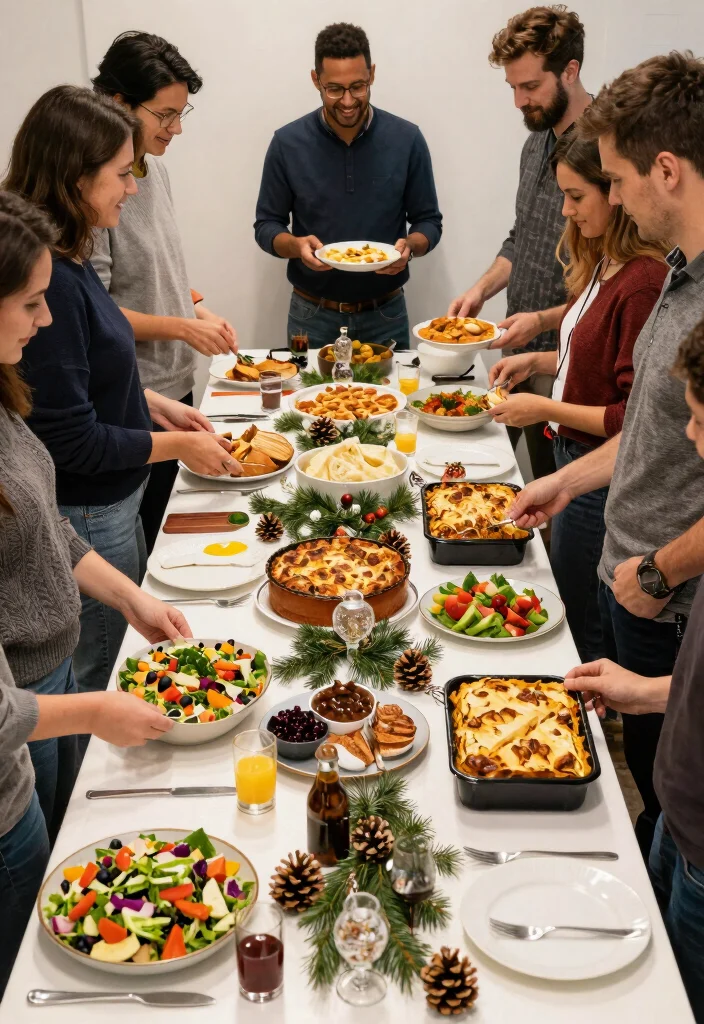 12 Office Xmas Decorating Ideas for Seasonal Cheer 39 12 Office Xmas Decorating Ideas for Seasonal Cheer 9. Holiday Potluck with a Twist 0