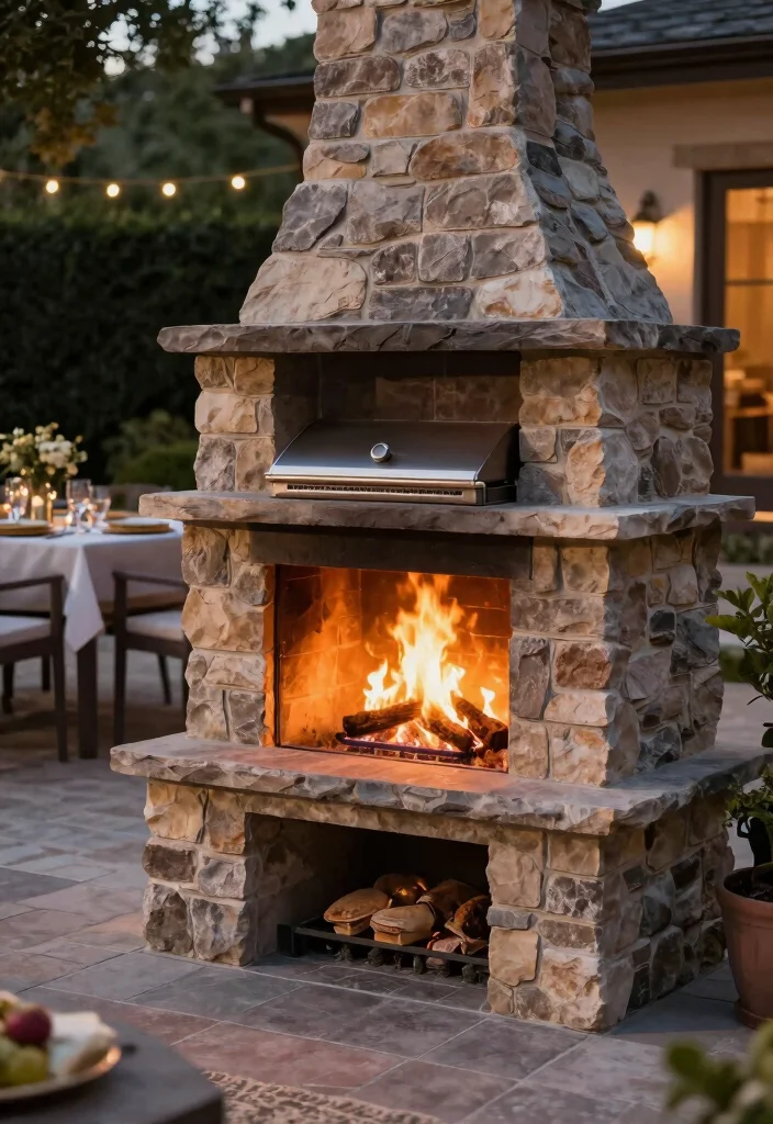 12 Outside Fireplace Ideas for Cozy Outdoor Living 12. Multi Functional Outdoor Fireplace 0