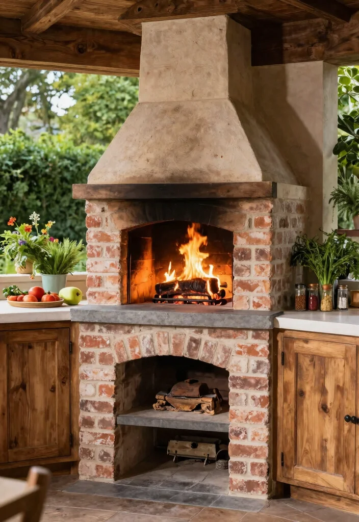 12 Outside Fireplace Ideas for Cozy Outdoor Living 6. Built in Brick Oven Fireplace 0
