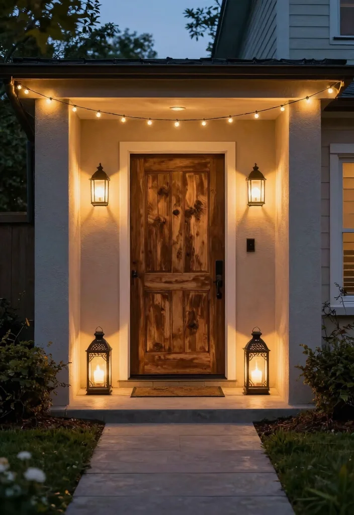 12 Outside Front Door Entryway Ideas with Curb Appeal 6. Sustainable Lighting Solutions 0