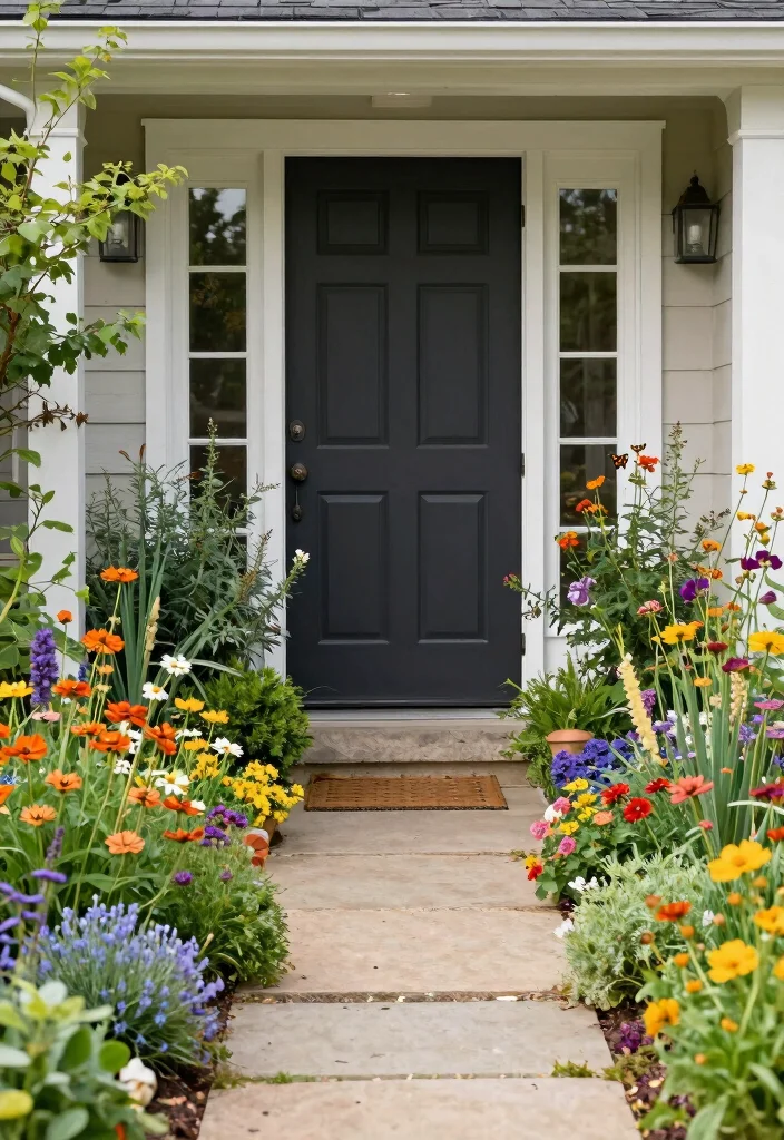 12 Outside Front Door Entryway Ideas with Curb Appeal 7. Native Plant Landscaping 0