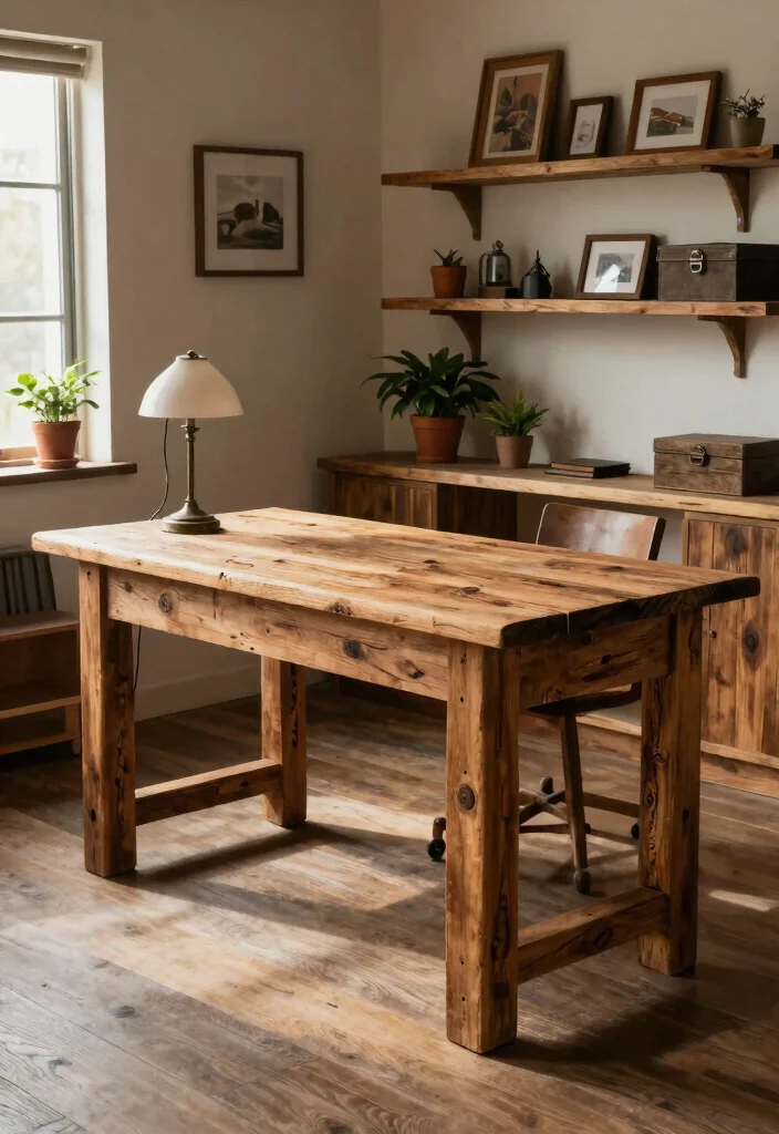 12 Rustic Home Office Ideas with Warm Natural Texture 1. Embrace Reclaimed Wood 0