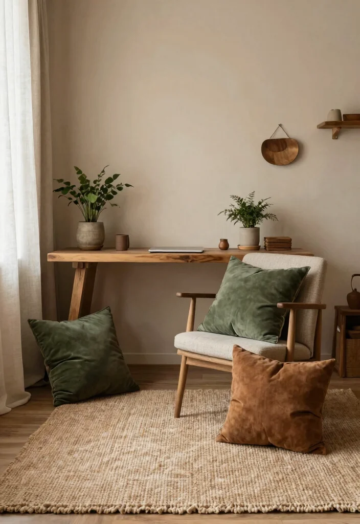 12 Rustic Home Office Ideas with Warm Natural Texture 2. Opt for Earthy Color Palettes 0