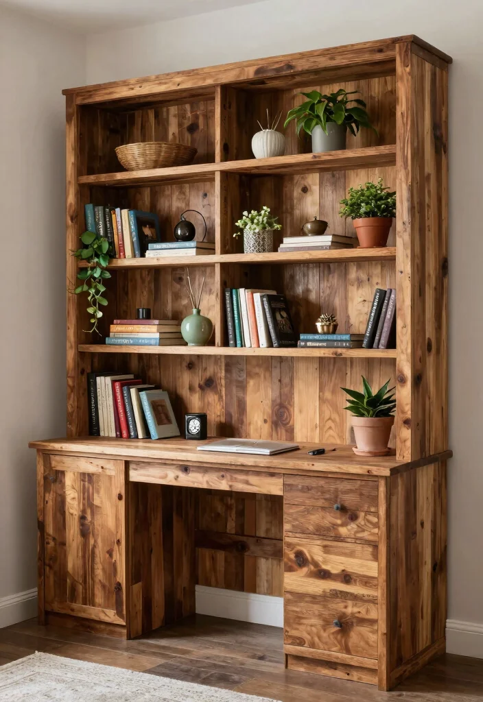 12 Rustic Home Office Ideas with Warm Natural Texture 8. Build Custom Shelving 0