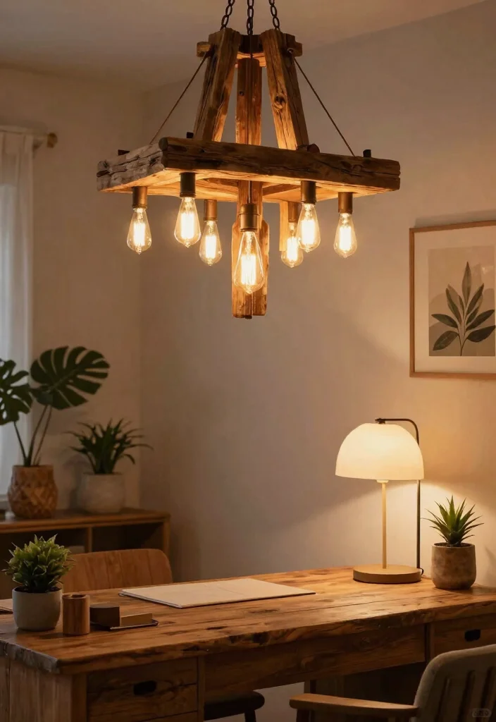 12 Rustic Home Office Ideas with Warm Natural Texture 9. Use Rustic Lighting Fixtures 0