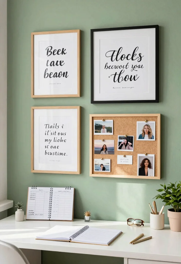 12 Sage Green Office Ideas for Calm Focused Vibes 10. Inspirational Quotes 0