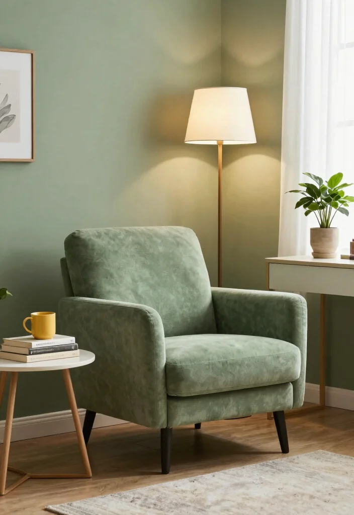 12 Sage Green Office Ideas for Calm Focused Vibes 11. Cozy Reading Corner 0